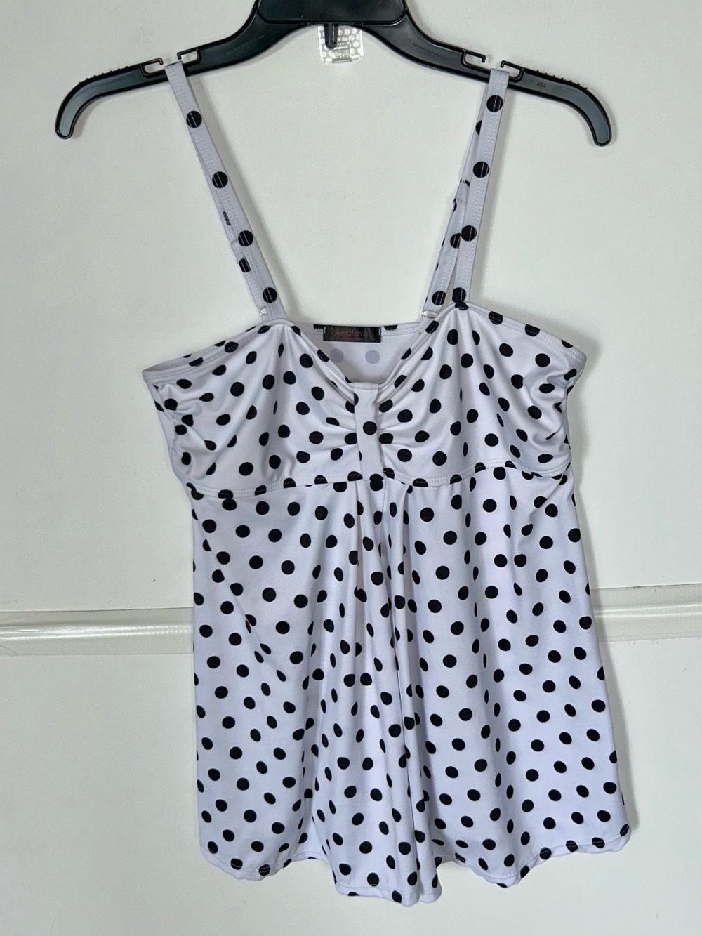 AvidLove White Polka Dot Tankini Top with Black Dots